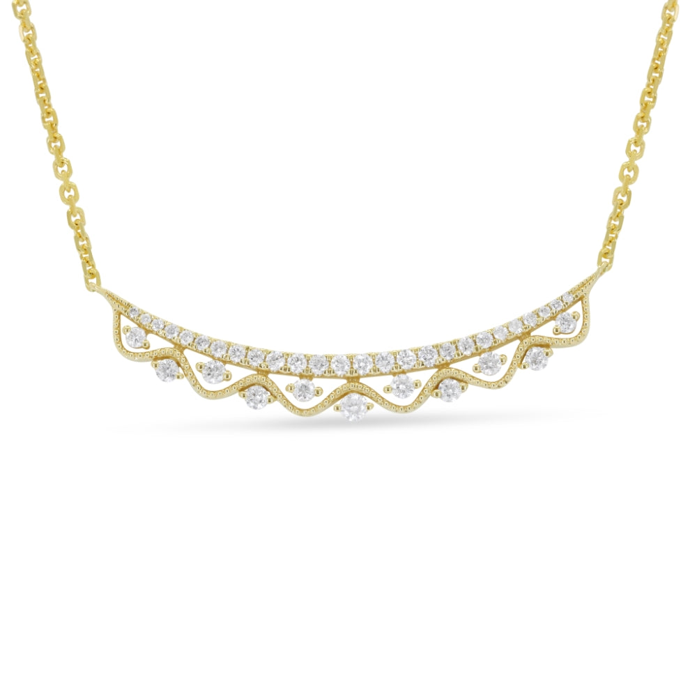 Madison L 14K Yellow Gold Diamond Bar Necklace - style N1882Y