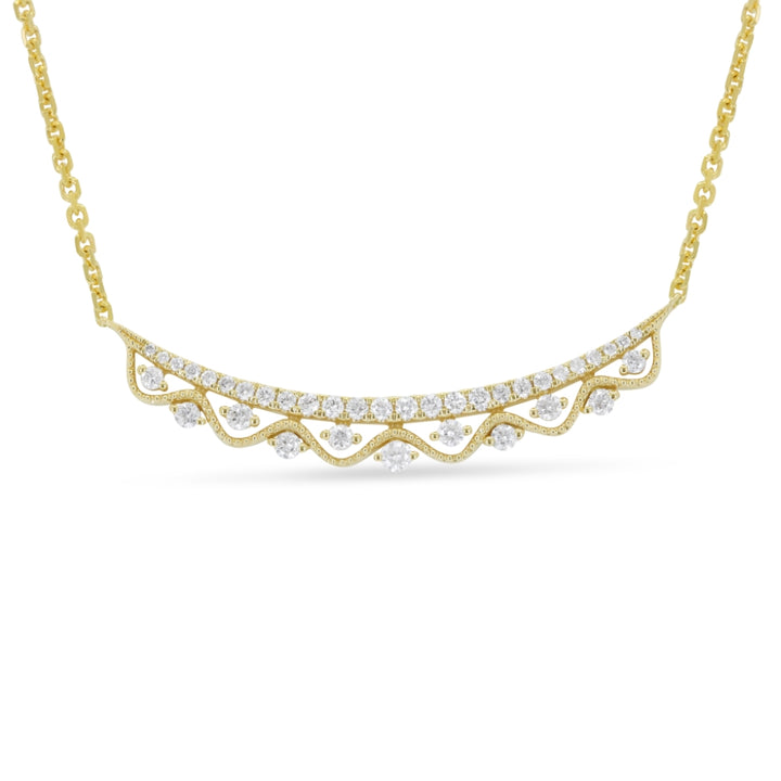 Madison L 14K Yellow Gold Diamond Bar Necklace - style N1882Y