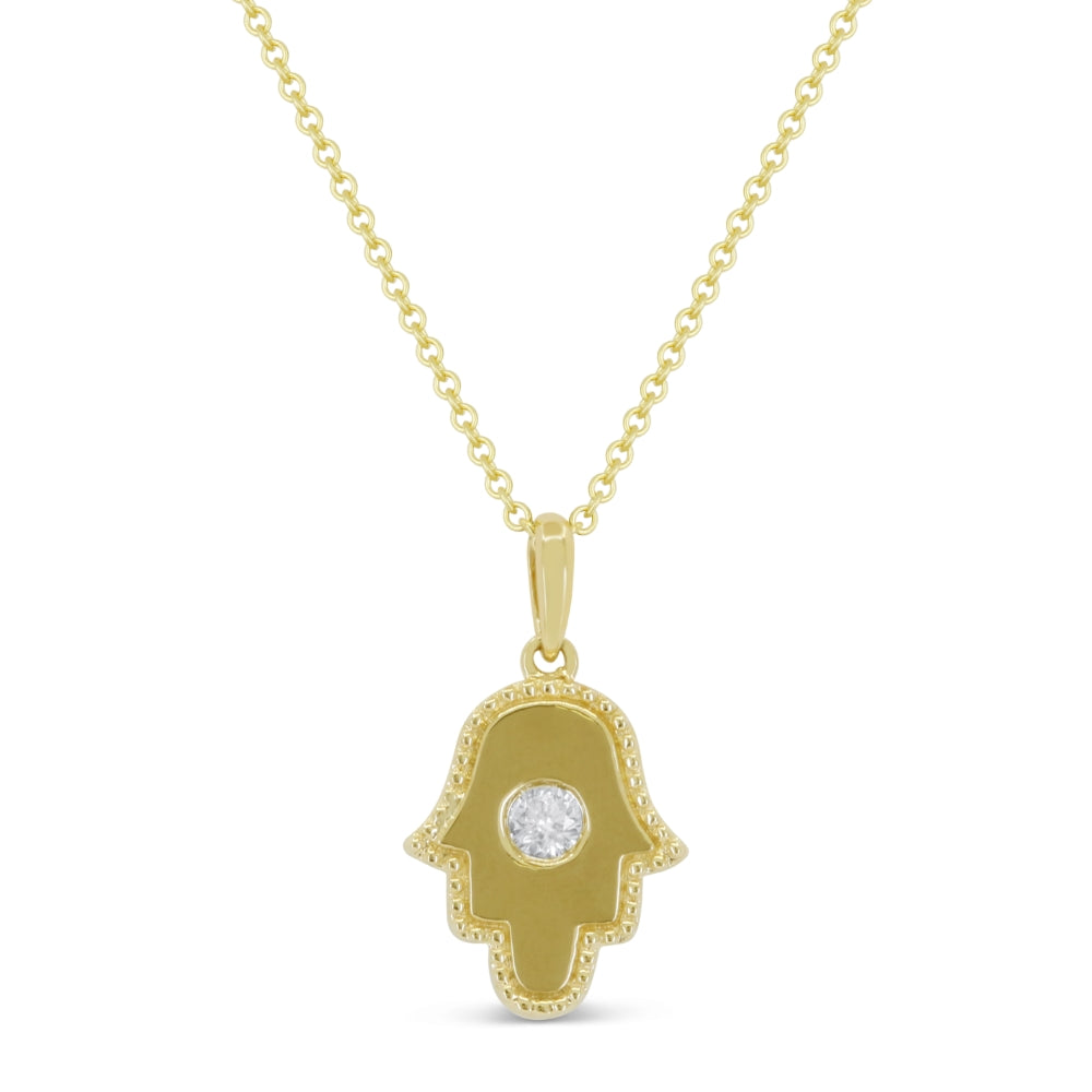 Madison L 14K Yellow Gold Diamond Hamsa Pendant - style N1887Y