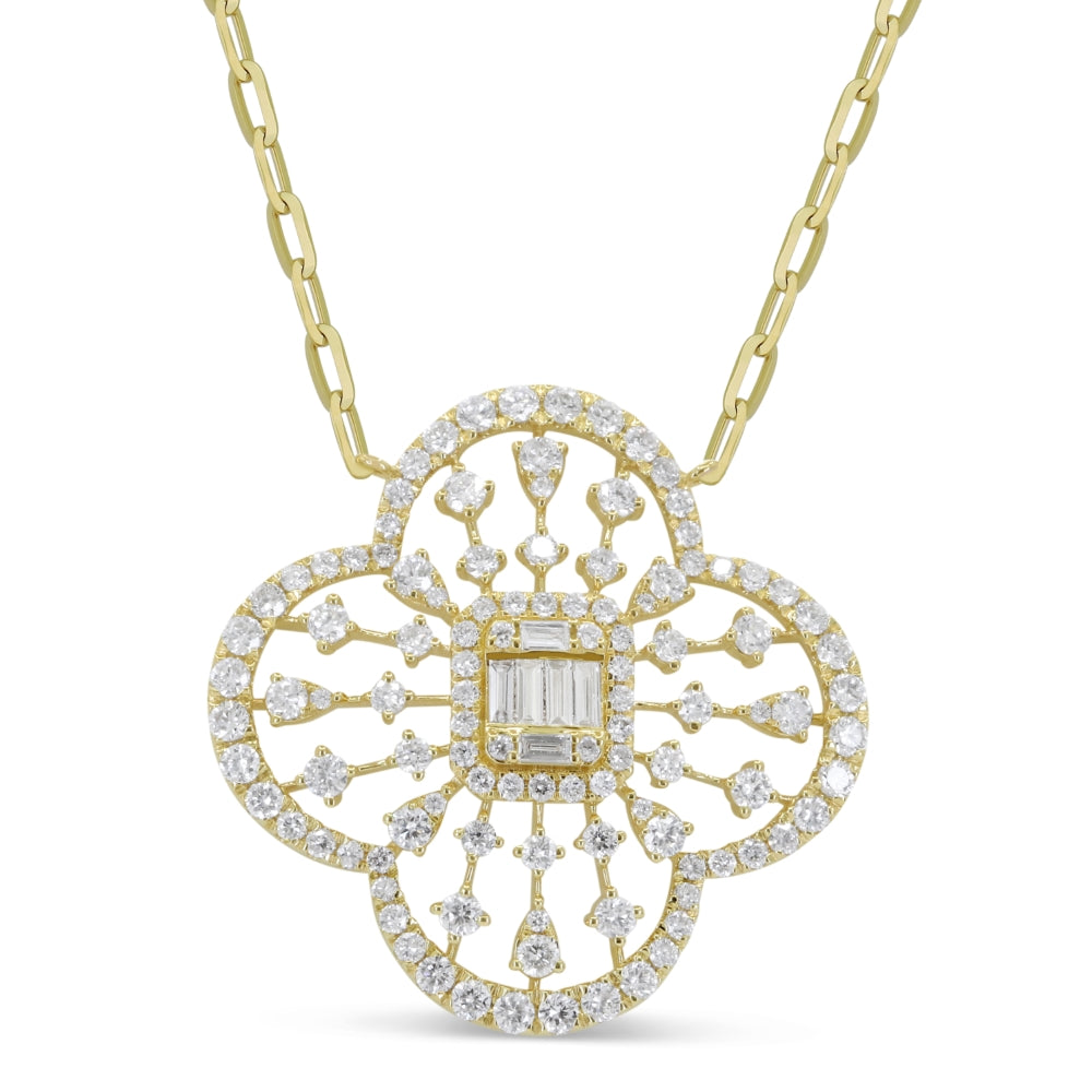 Madison L 14K Yellow Gold Diamond Flower Necklace - style N1890Y