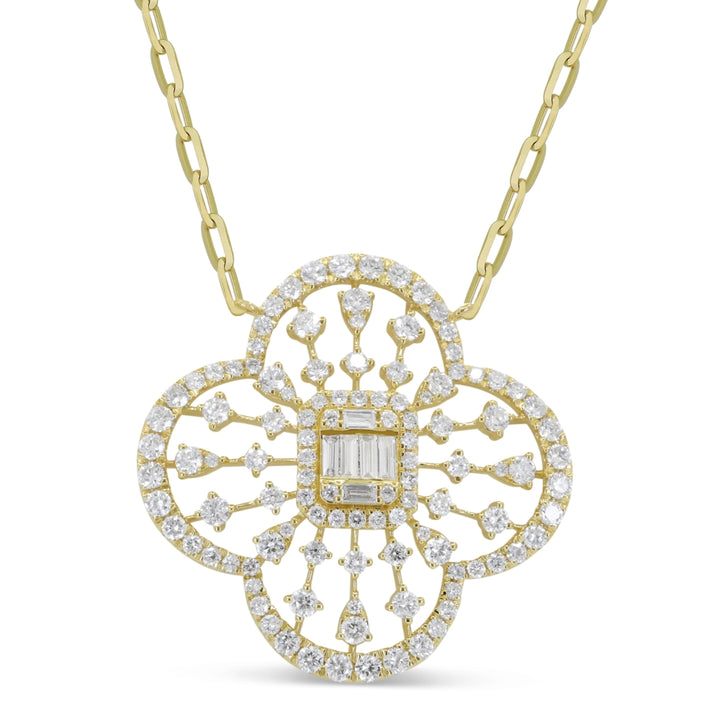 Madison L 14K Yellow Gold Diamond Flower Necklace - style N1890Y