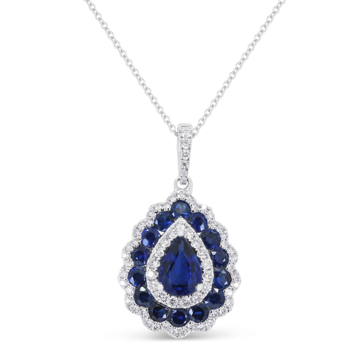 Madison L 14K White Gold Sapphire Pear Pendant - style N1895SAW