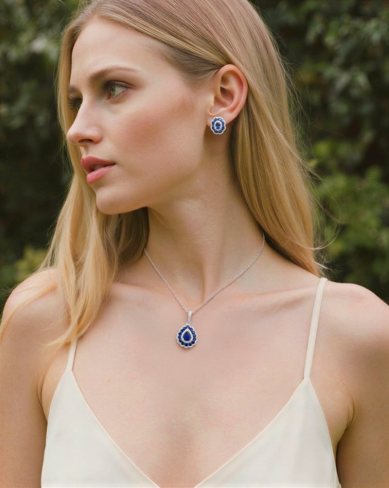 Madison L 14K White Gold Sapphire Pear Pendant - style N1895SAW