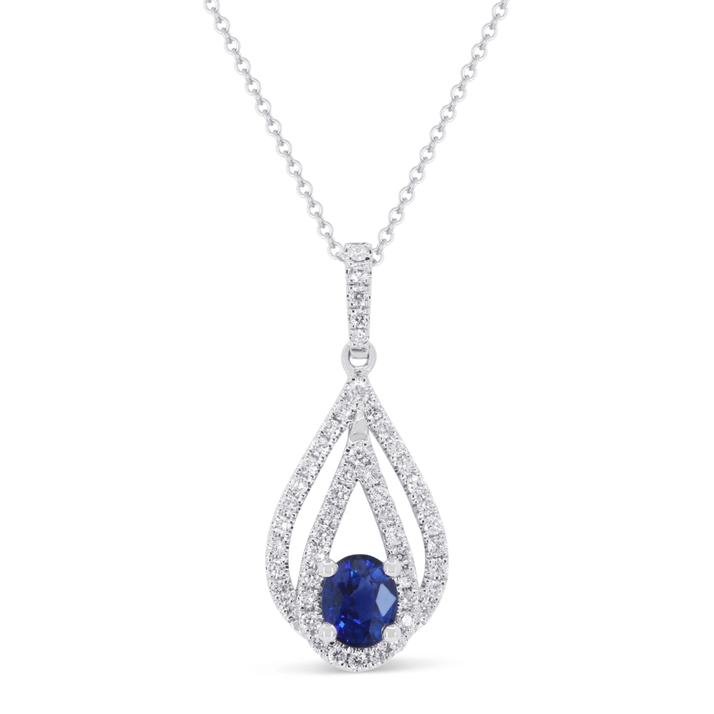 Madison L 14K White Gold Sapphire Pear Pendant - style N1896SAW
