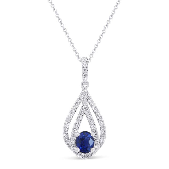 Madison L 14K White Gold Sapphire Pear Pendant - style N1896SAW