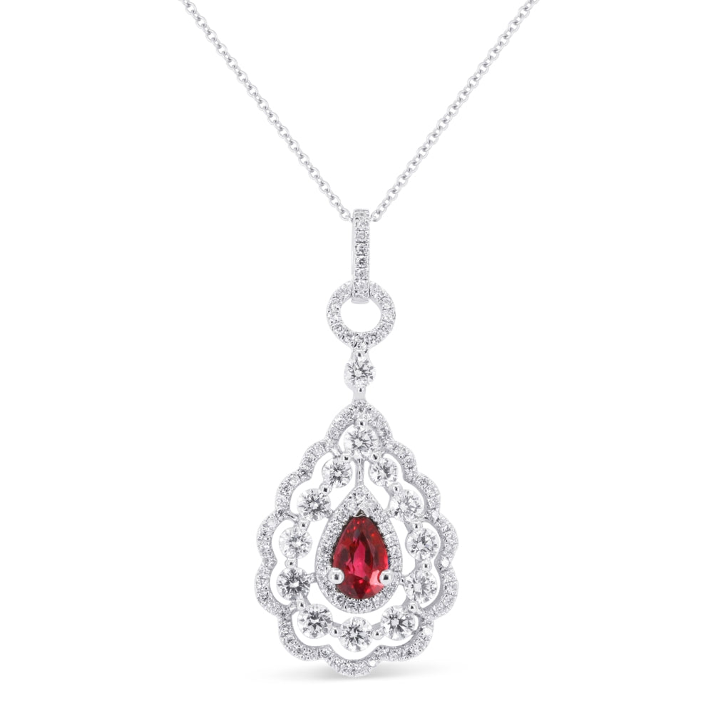 Madison L 14K White Gold Ruby Pear Pendant - style N1897RUW