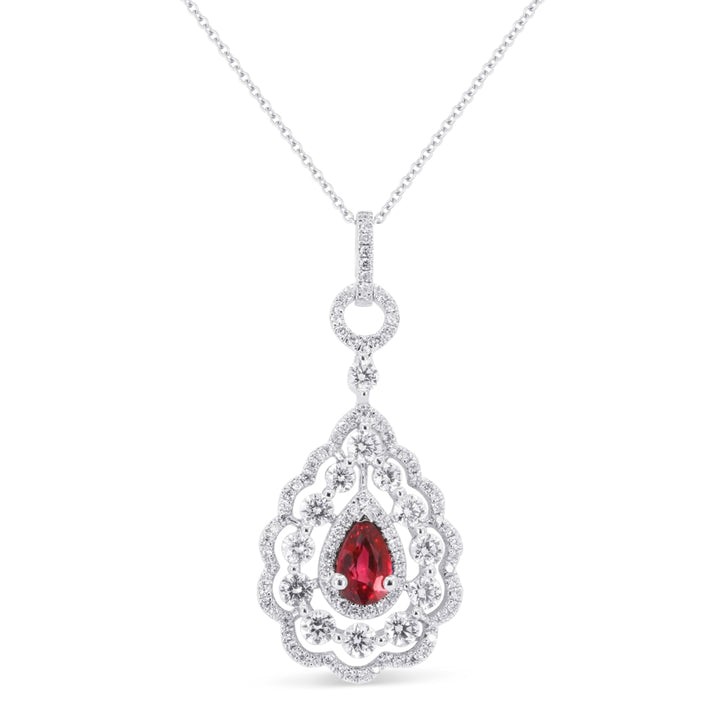 Madison L 14K White Gold Ruby Pear Pendant - style N1897RUW
