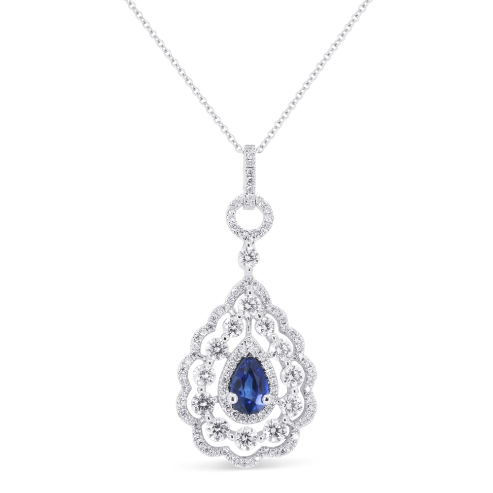 Madison L 14K White Gold Sapphire Pear Pendant - style N1897SAW