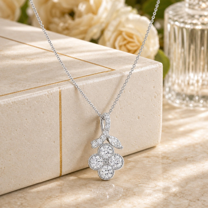 N1900 - 14K Gold Diamond Flower Pendant