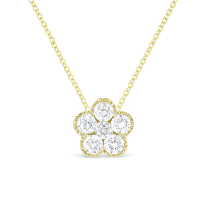 Madison L 14K Yellow Gold Diamond Flower Pendant - style N1902Y