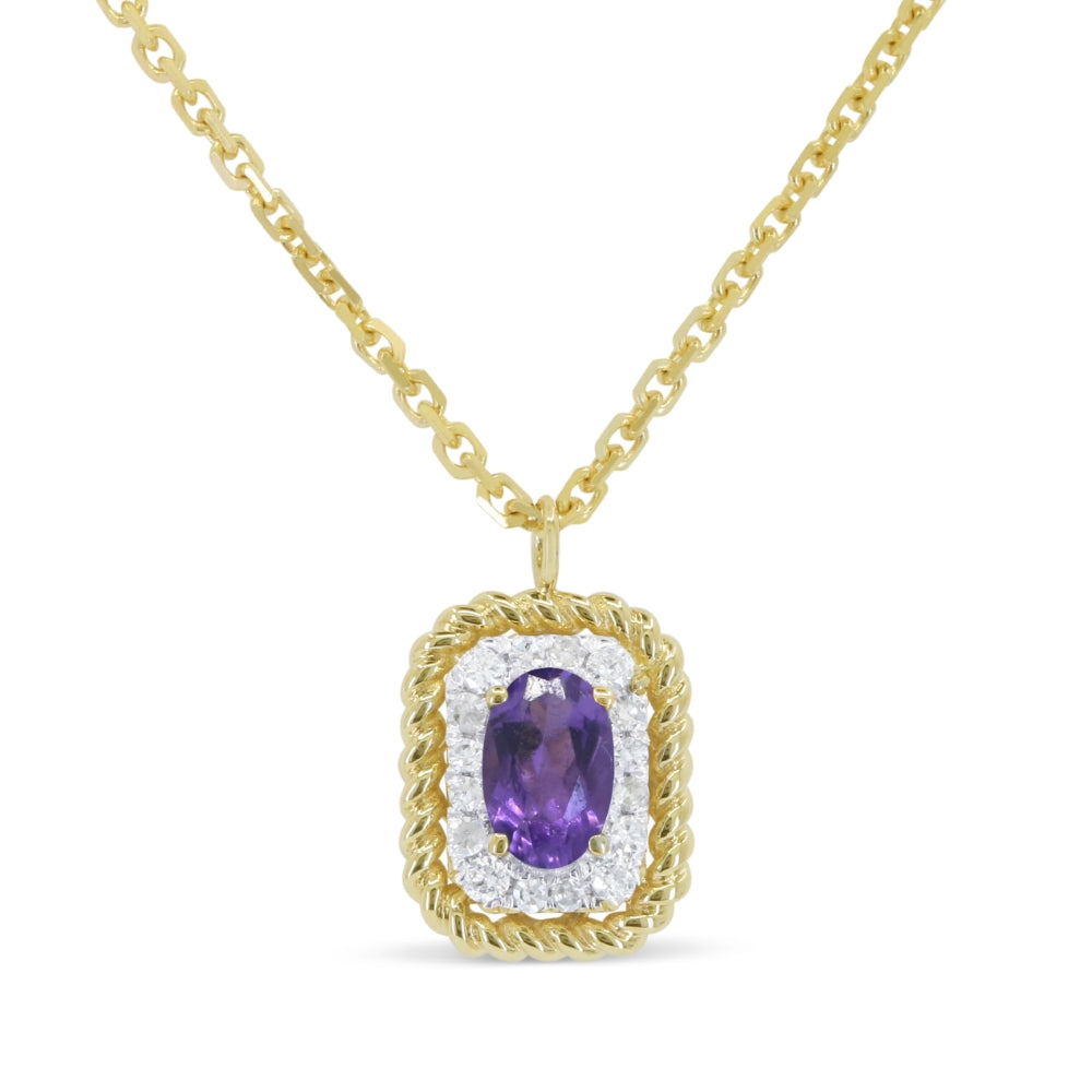 Madison L 14K Yellow Gold Amethyst Rectangle Pendant - style N1906AMY