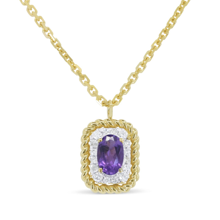 Madison L 14K Yellow Gold Amethyst Rectangle Pendant - style N1906AMY