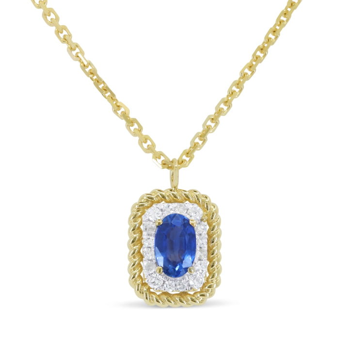 Madison L 14K Yellow Gold Created Sapphire Rectangle Pendant - style N1906BCY