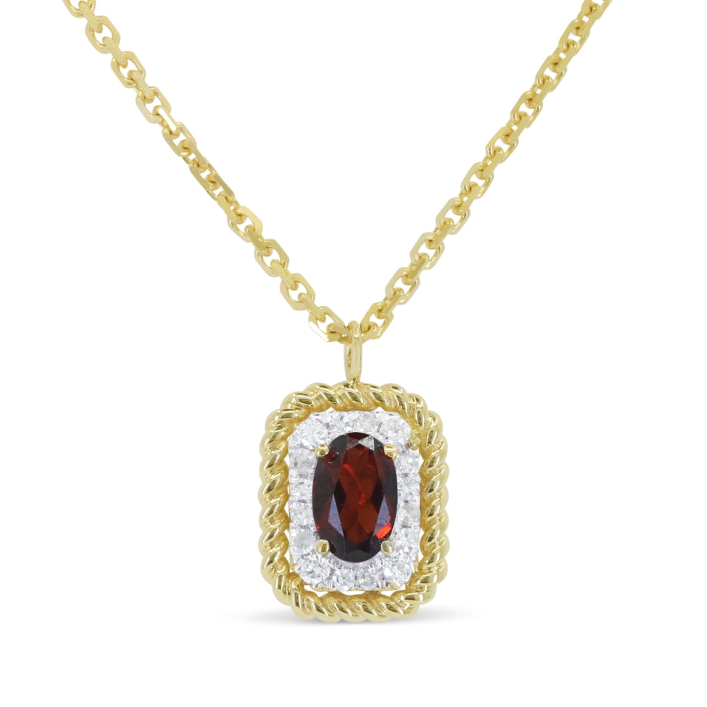 Madison L 14K Yellow Gold Garnet Rectangle Pendant - style N1906GAY