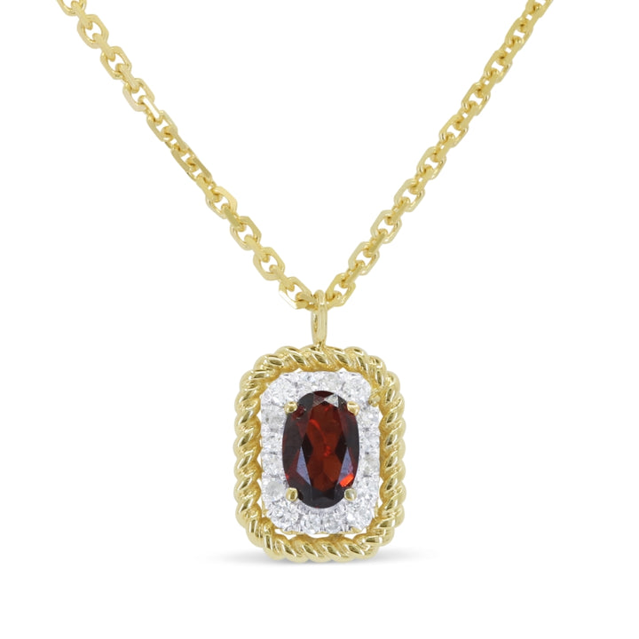 Madison L 14K Yellow Gold Garnet Rectangle Pendant - style N1906GAY