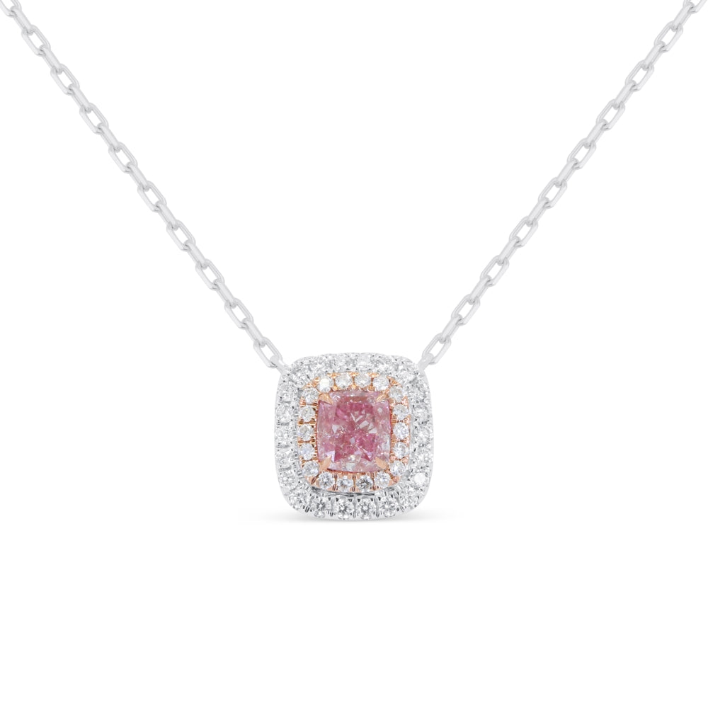 Madison L 14K White Gold Fancy Pink Diamond Cushion Necklace - style N1908PDW