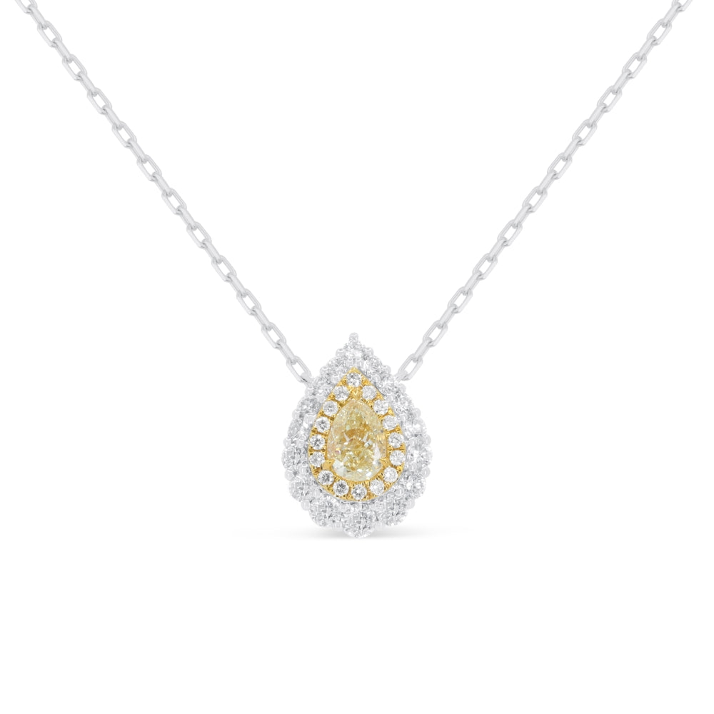 Madison L 14K White Gold Fancy Yellow Diamond Pear Necklace - style N1913YDW