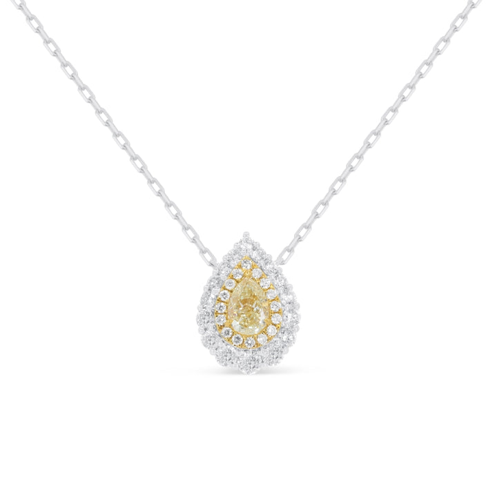 Madison L 14K White Gold Fancy Yellow Diamond Pear Necklace - style N1913YDW
