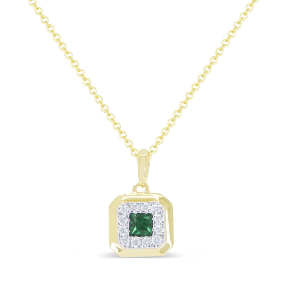 Madison L 14K Yellow Gold Emerald Cushion Pendant - style N1915EMY