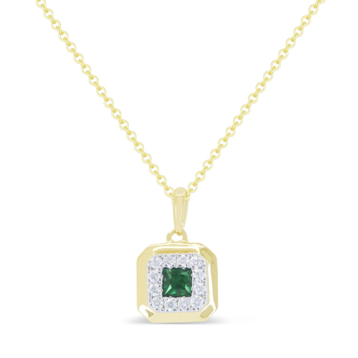 Madison L 14K Yellow Gold Emerald Cushion Pendant - style N1915EMY