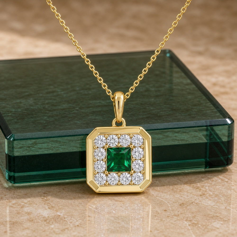 N1915 - 14K Yellow Gold Cushion Pendant