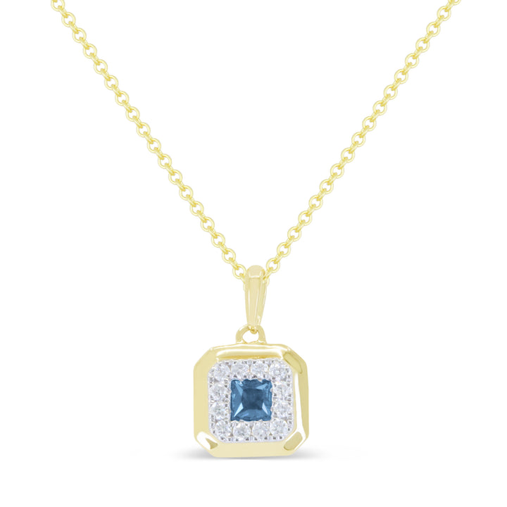 Madison L 14K Yellow Gold London Blue Topaz Cushion Pendant - style N1915LBTY