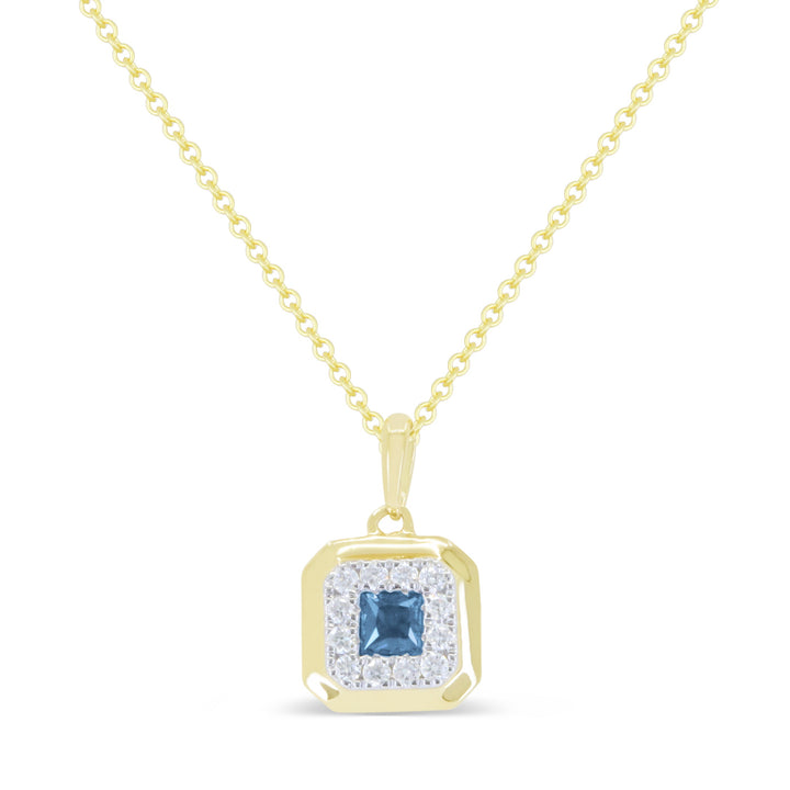 Madison L 14K Yellow Gold London Blue Topaz Cushion Pendant - style N1915LBTY