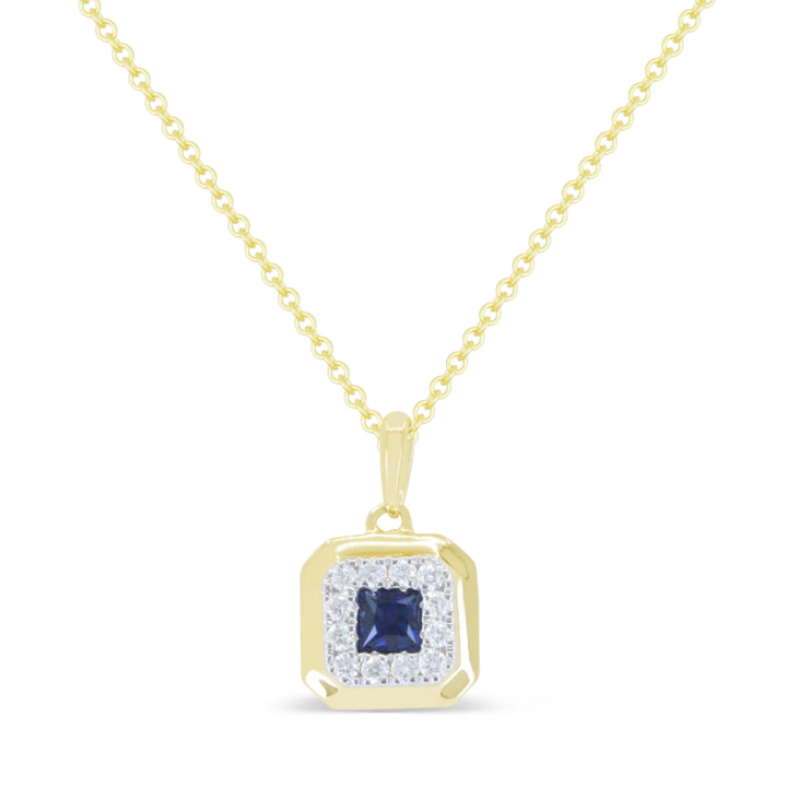 Madison L 14K Yellow Gold Sapphire Cushion Pendant - style N1915SAY