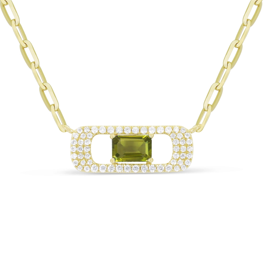 Madison L 14K Yellow Gold Peridot Paperclip Necklace - style N1916PRY
