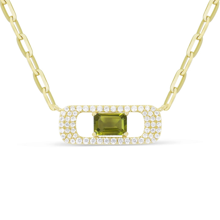 Madison L 14K Yellow Gold Peridot Paperclip Necklace - style N1916PRY