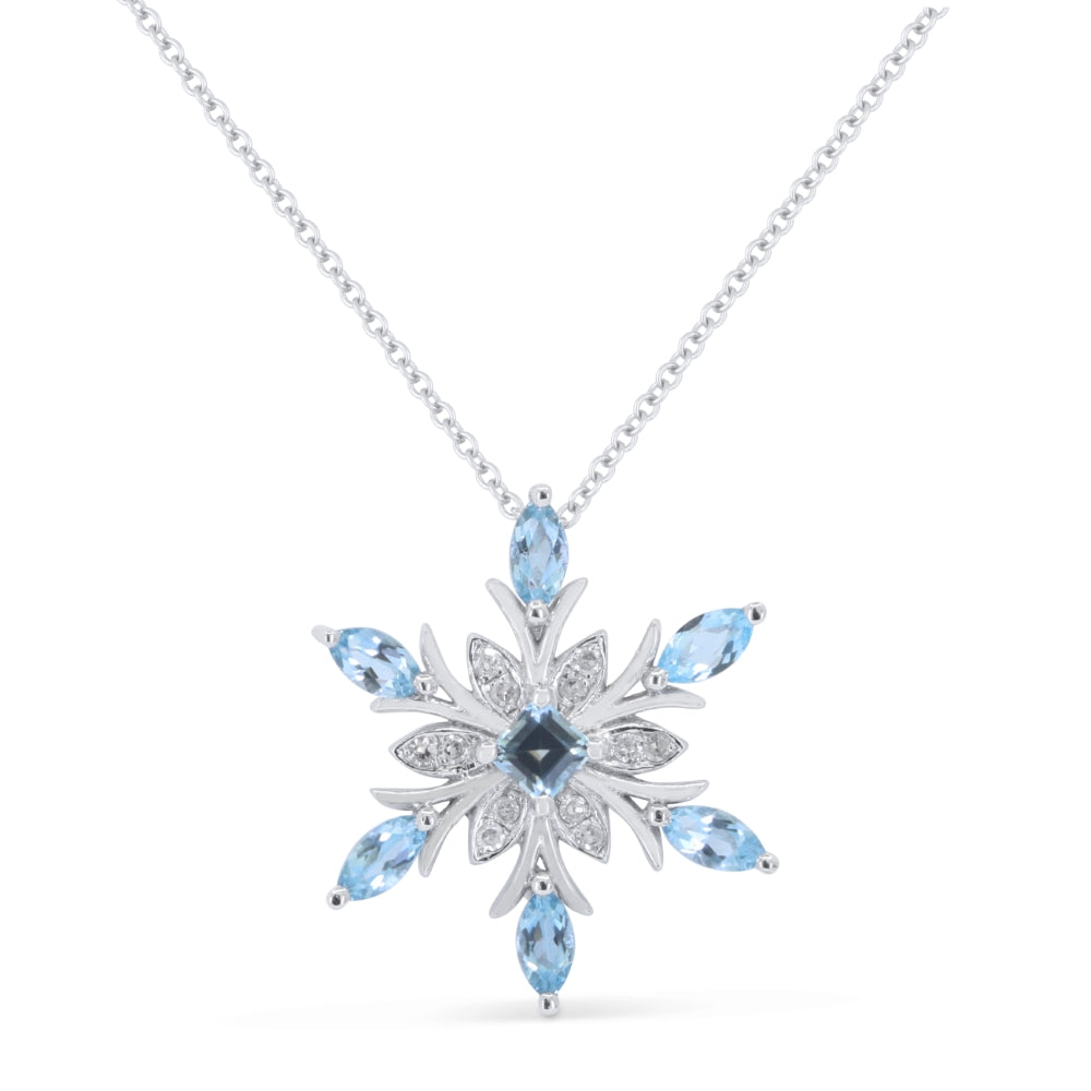 Madison L 14K White Gold Swiss Blue Topaz Snowflake Pendant - style N1933SWBTW