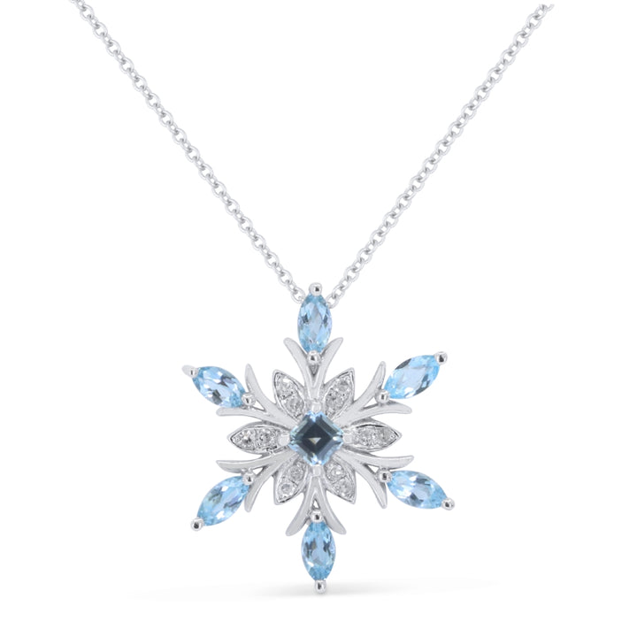 Madison L 14K White Gold Swiss Blue Topaz Snowflake Pendant - style N1933SWBTW