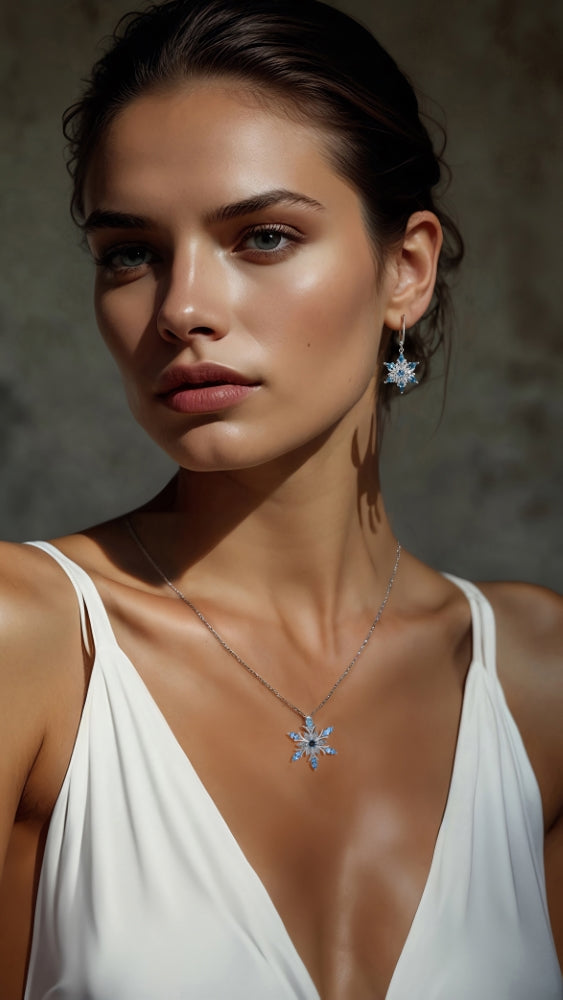 Madison L 14K White Gold Swiss Blue Topaz Snowflake Pendant - style N1933SWBTW