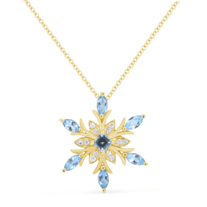 Madison L 14K Yellow Gold Swiss Blue Topaz Snowflake Pendant - style N1933SWBTY