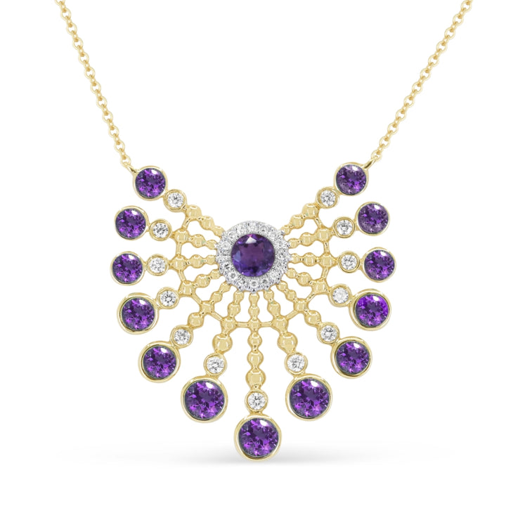 Madison L 14K Yellow Gold Amethyst Necklace - style N1935AMY