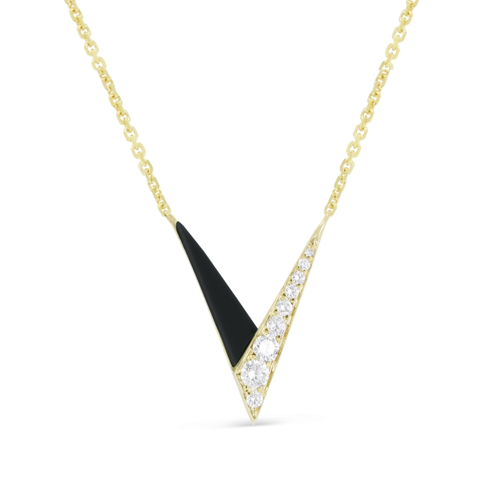 Madison L 14K Yellow Gold Black Onyx Chevron Necklace - style N1937BOY