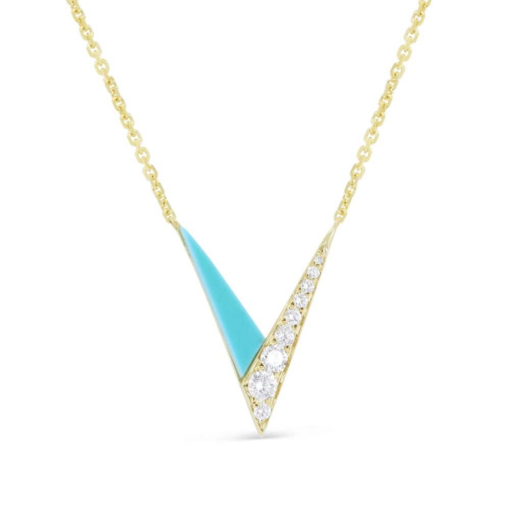 Madison L 14K Yellow Gold Turquoise Chevron Necklace - style N1937TQY