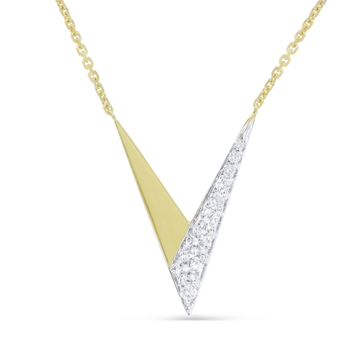 Madison L 14K Yellow Gold Diamond Chevron Necklace - style N1937Y