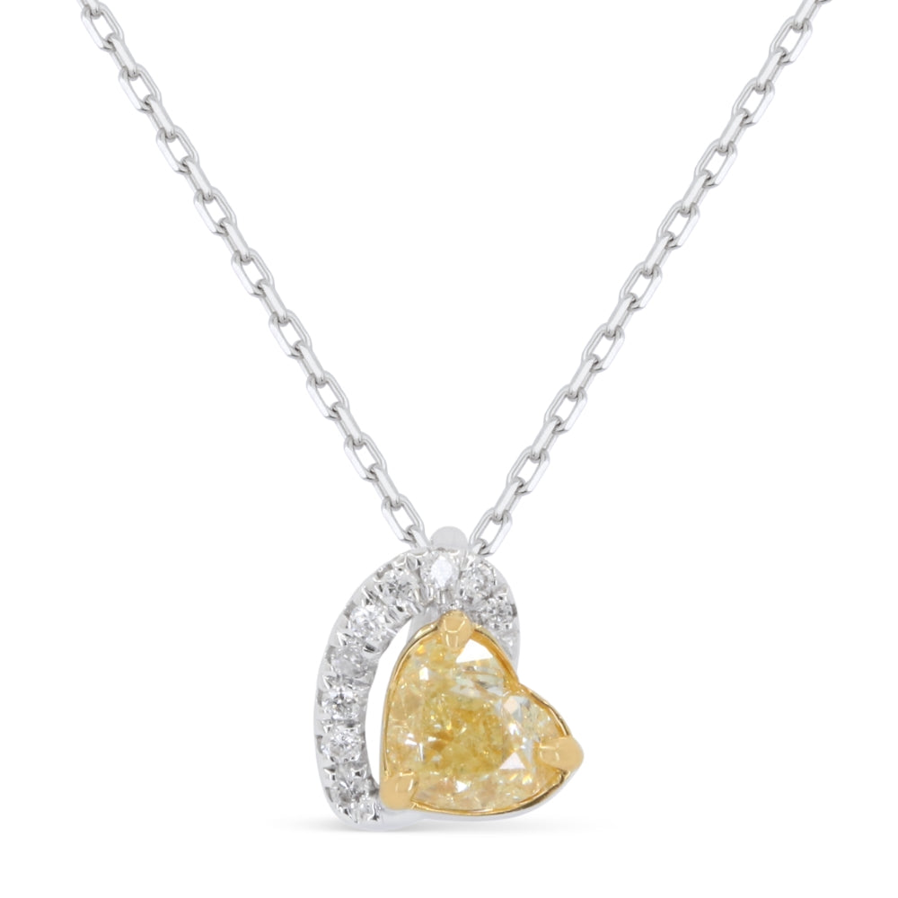 Madison L 14K White Gold Fancy Yellow Diamond Heart Pendant - style N1942YDW