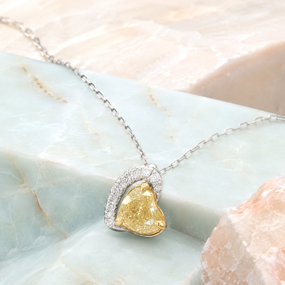 N1942 - 14K White Gold Fancy Color Diamond Heart Pendant