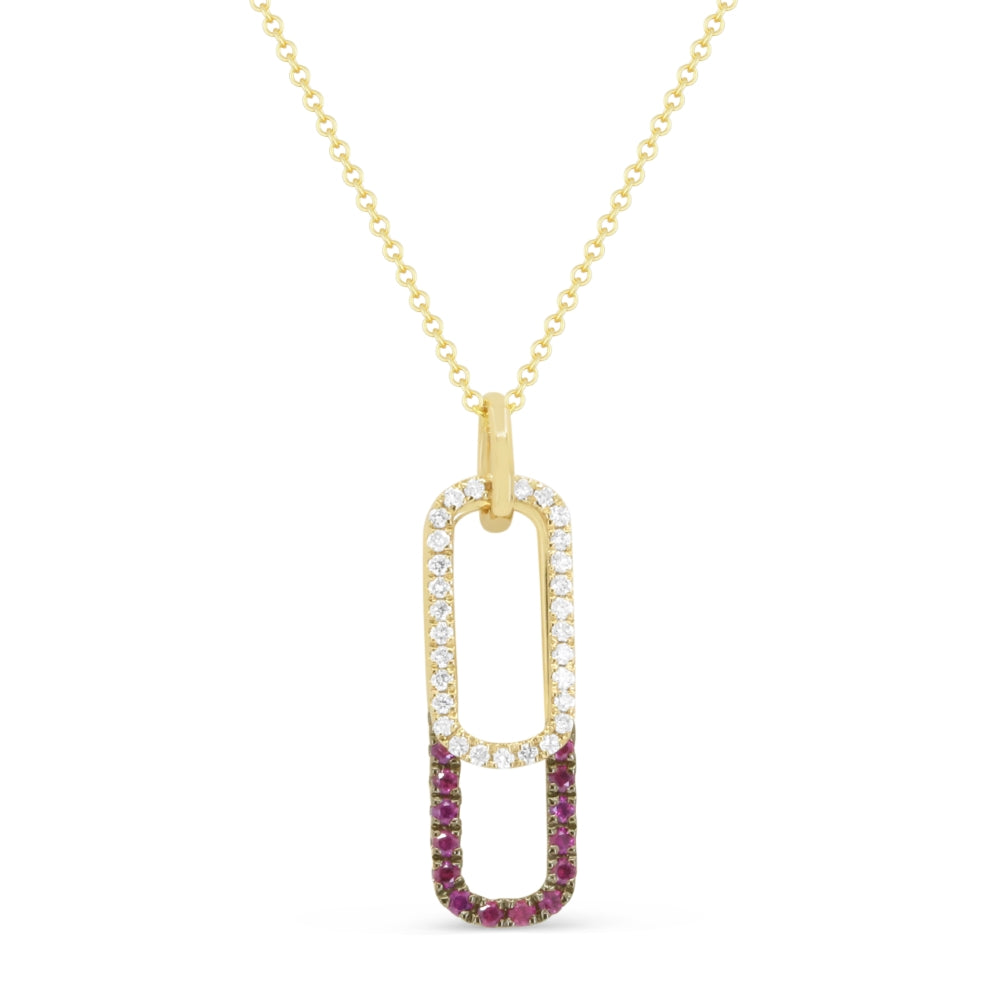 Madison L 14K Yellow Gold Ruby Paperclip Pendant - style N1943RUY