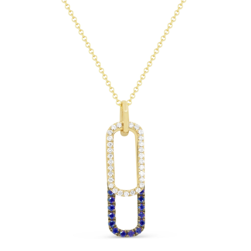 Madison L 14K Yellow Gold Sapphire Paperclip Pendant - style N1943SAY
