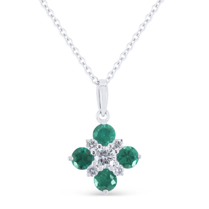 Madison L 14K White Gold Emerald Flower Pendant - style N1944EMW
