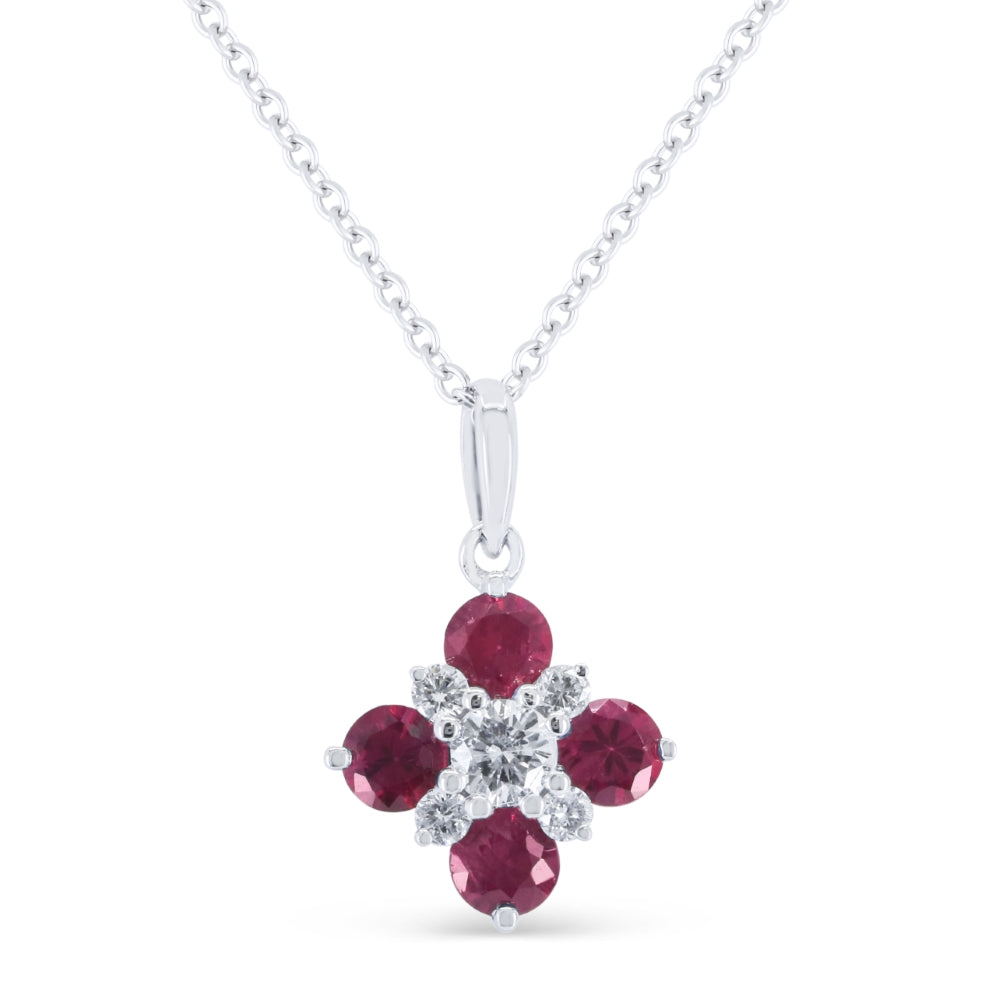 Madison L 14K White Gold Ruby Flower Pendant - style N1944RUW