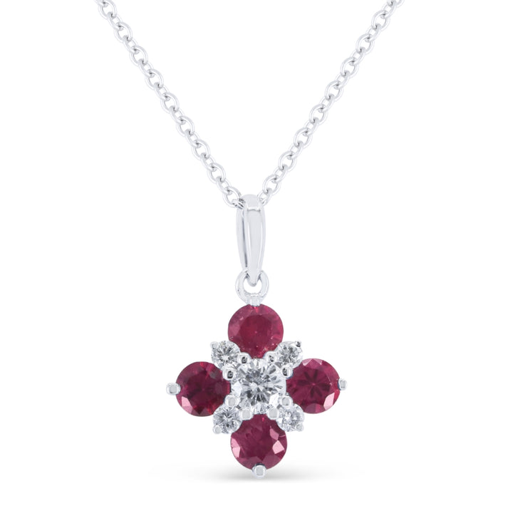 Madison L 14K White Gold Ruby Flower Pendant - style N1944RUW