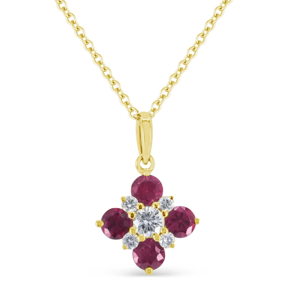 Madison L 14K Yellow Gold Ruby Flower Pendant - style N1944RUY