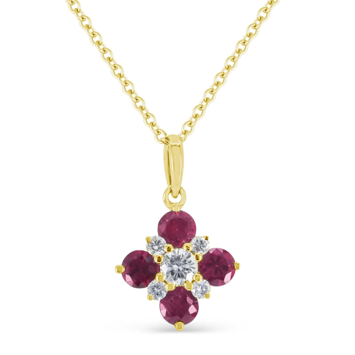Madison L 14K Yellow Gold Ruby Flower Pendant - style N1944RUY