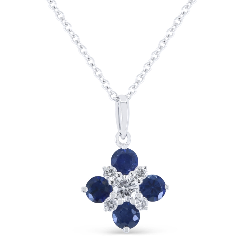 Madison L 14K White Gold Sapphire Flower Pendant - style N1944SAW