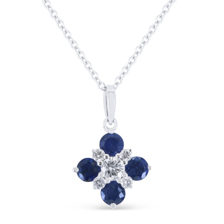Madison L 14K White Gold Sapphire Flower Pendant - style N1944SAW