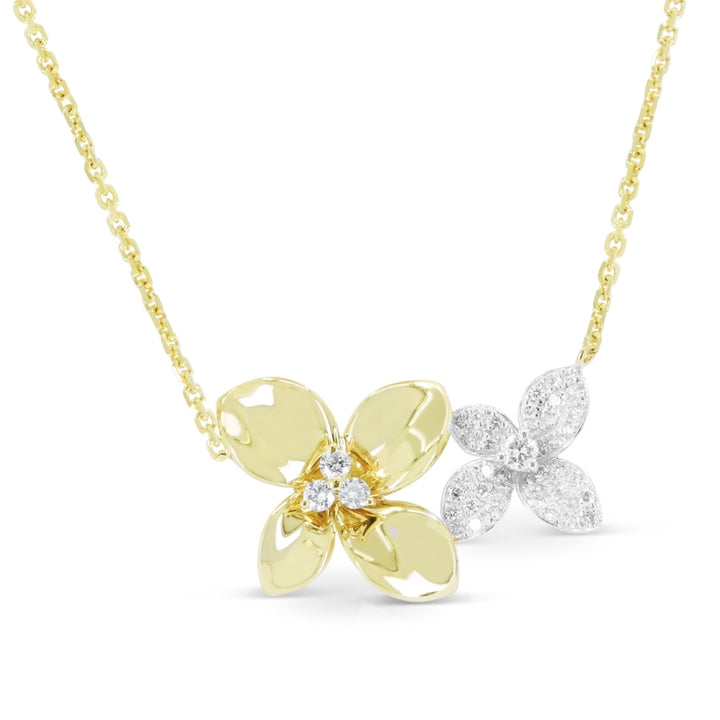 Madison L 14K Two Tone Gold Diamond Flower Necklace - style N1947WY